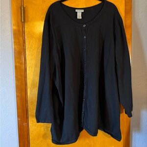 Catherines Black Button-Down Women's Cardigan